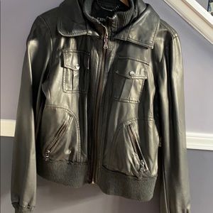 Express Faux Leather Bomber Jacket